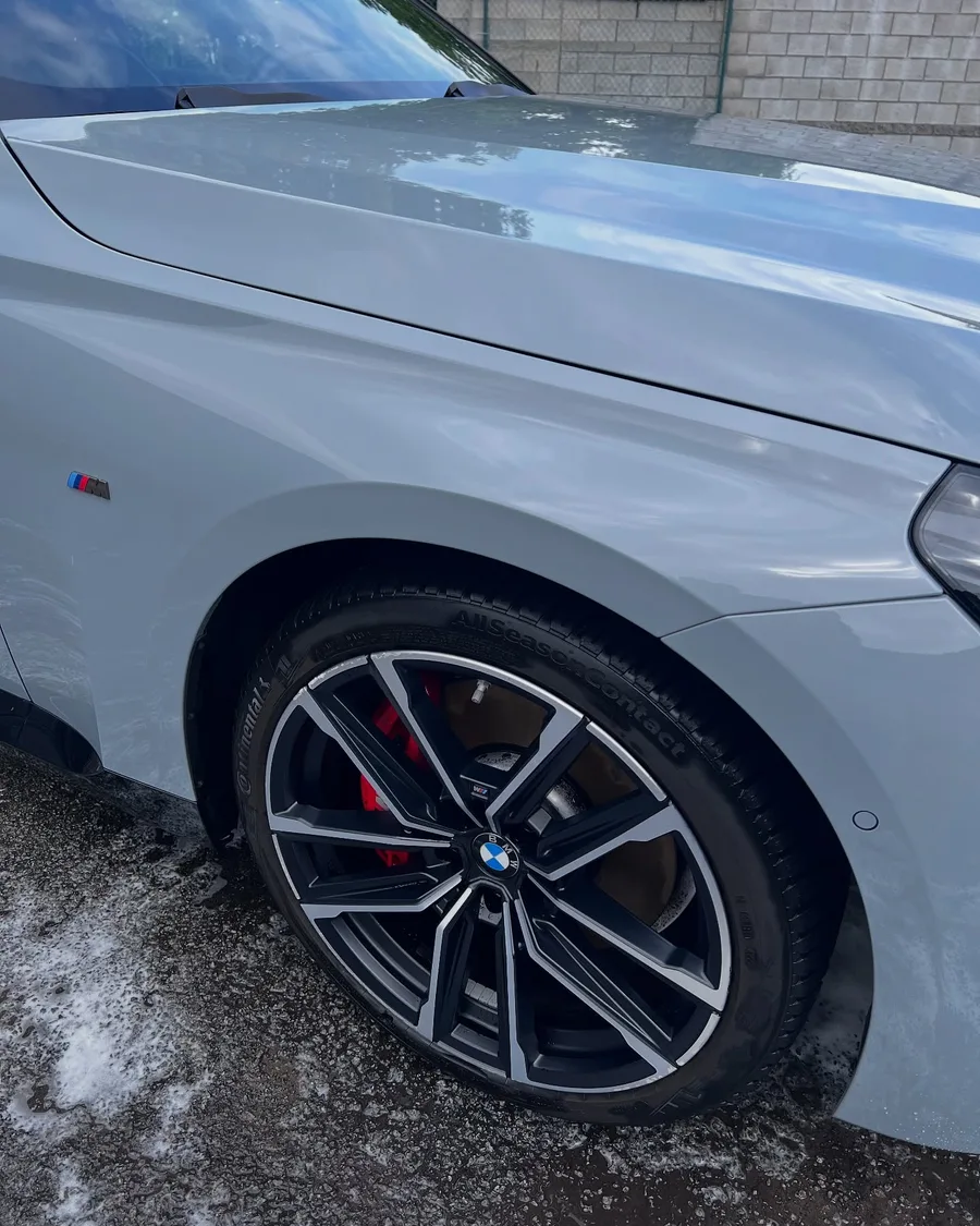 BMW M-velg met rode remklauw na reiniging