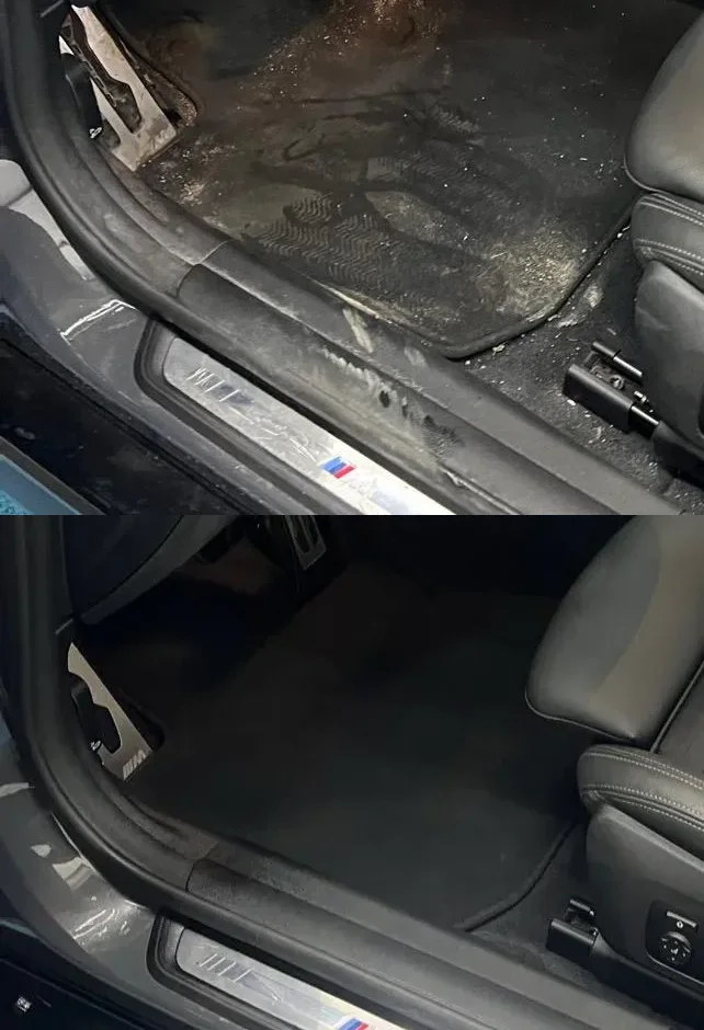 Interieur voor en na de reiniging